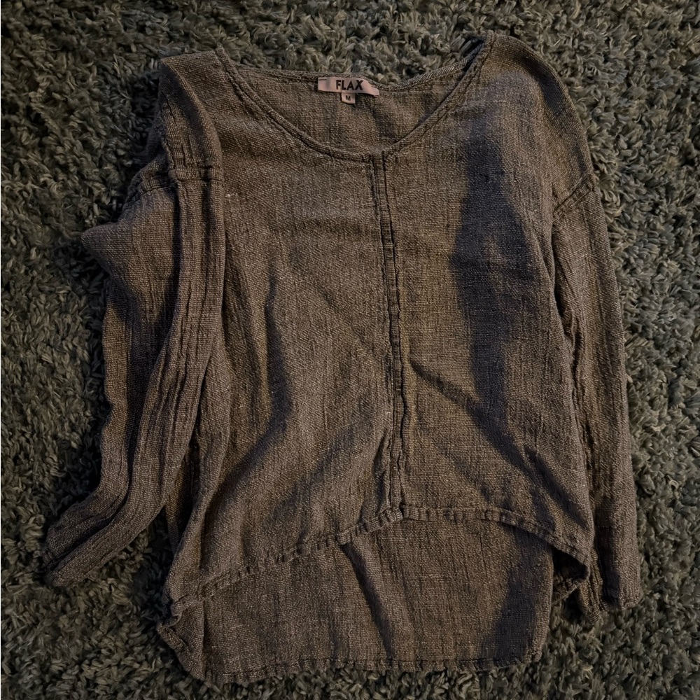 Flax Charcoal Textured Blouse